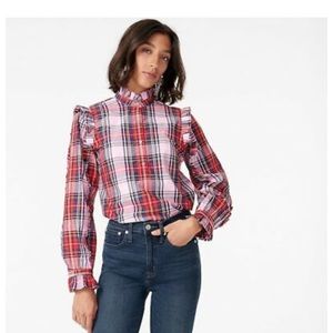NWT J Crew Pink Tartan Popover